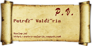 Petró Valéria névjegykártya